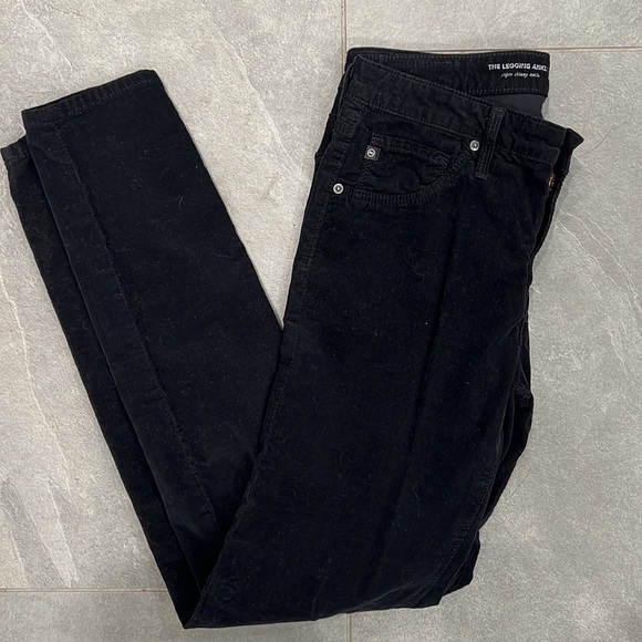 AG ADRIANO GOLDSCHMIED The legging ankle black fine corduroy skinny jeans sz 27 - Picture 1 of 9